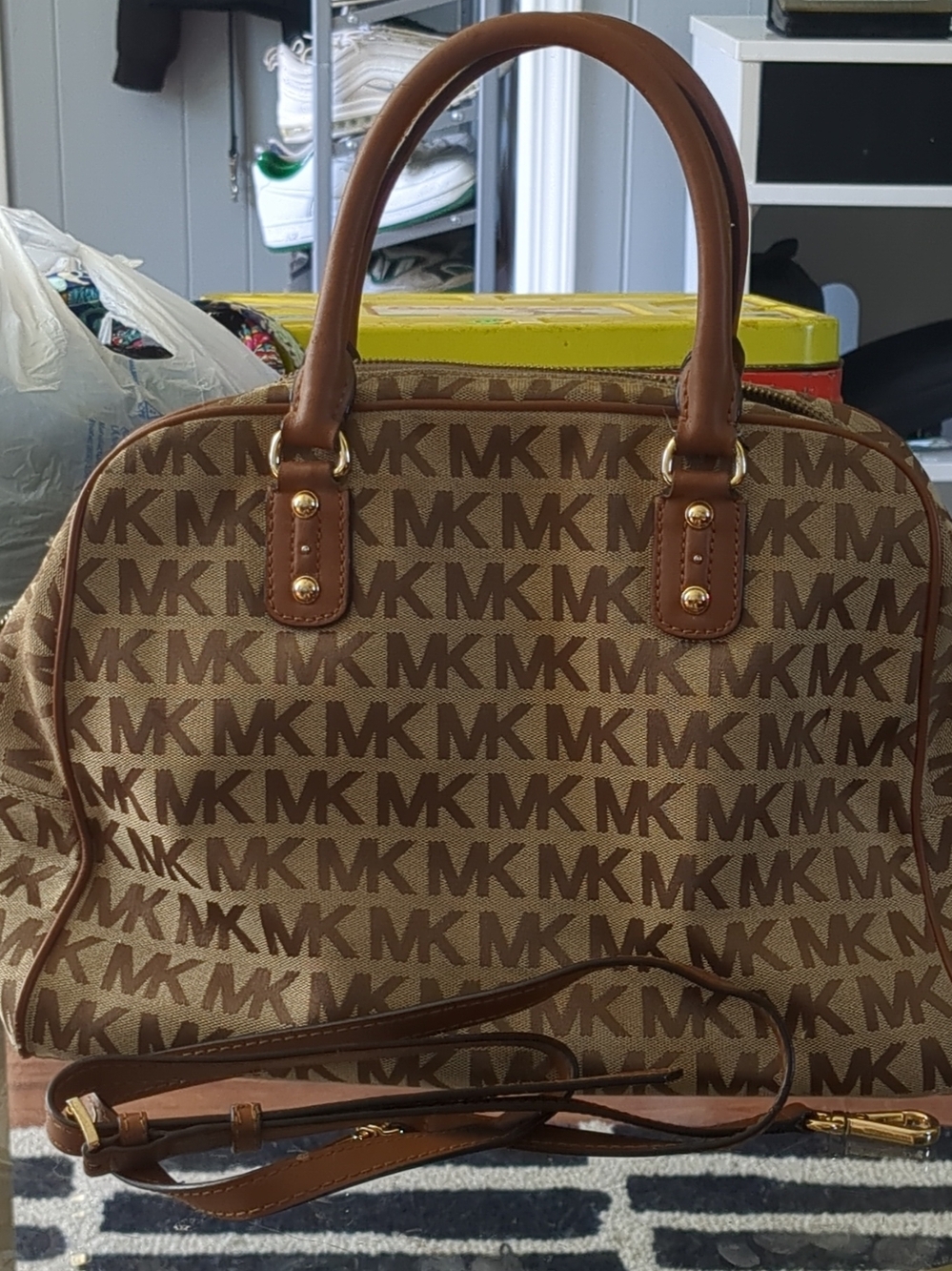 Michael Kors Brown MK Signature Satchel Bag